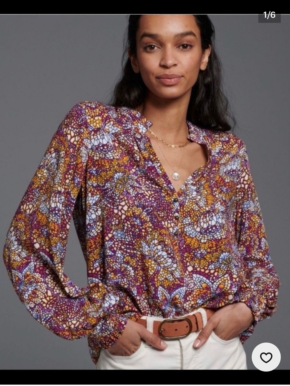 Anthropologie Maeve Floral Peasant blouse size L